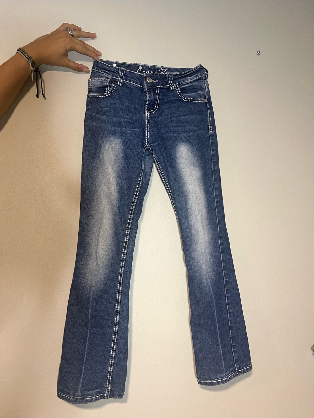 Girls' Dark Blue Bootcut Jeans - Unbranded